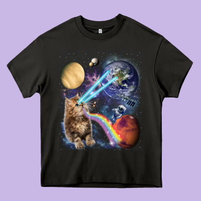 Fluffy Kitten Shoot Laser Rainbow Space Galaxy, Cat Gifts Heavy Core Tee Designed By Snappyart