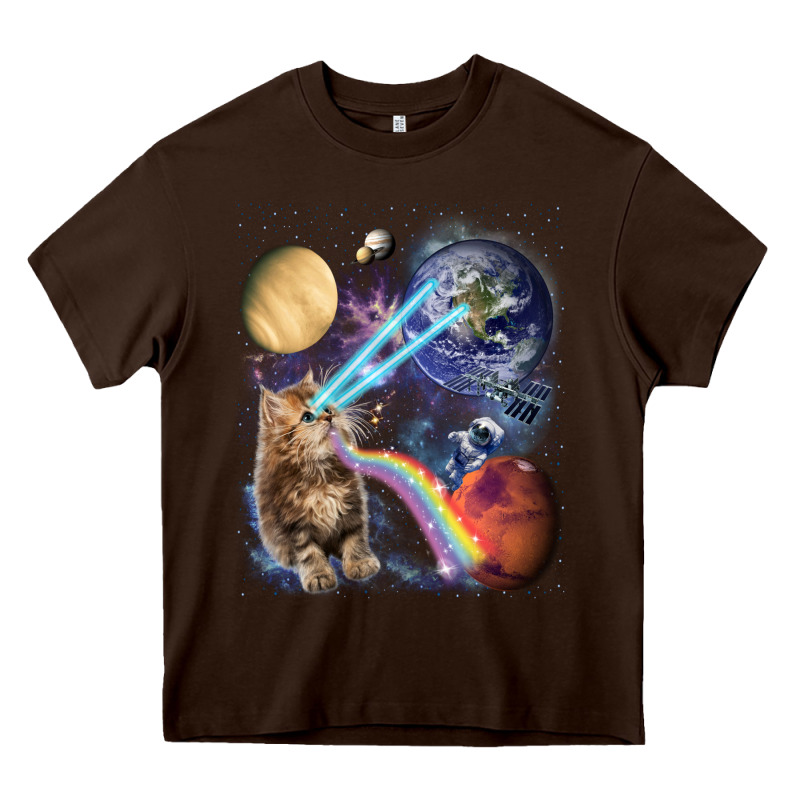 Fluffy Kitten Shoot Laser Rainbow Space Galaxy, Cat Gifts Heavy Core Tee by SnappyArt | Teevron