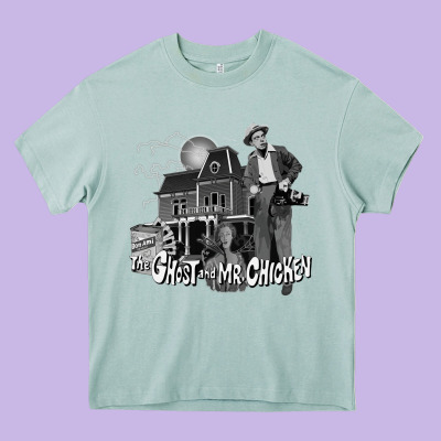 The Ghost And Mr Chicken Green Heavy Core Tee Designed By Floraart