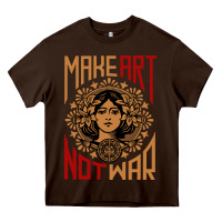 Chocolate Brown make art not war symbol Heavy Core Tee - FloraArt
