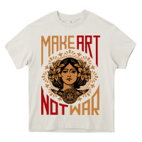 Cream make art not war symbol Heavy Core Tee - FloraArt