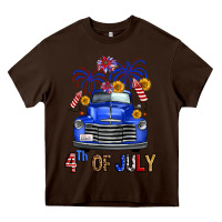 Chocolate Brown Western Fourth Of July Truck Heavy Core Tee - FaDigitalArtStudio