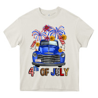 Cream Western Fourth Of July Truck Heavy Core Tee - FaDigitalArtStudio