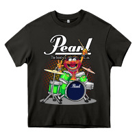 Asphalt ANIMAL DRUMMER PEARL DRUMS Heavy Core Tee - FloraArt