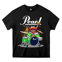 Black ANIMAL DRUMMER PEARL DRUMS Heavy Core Tee - FloraArt