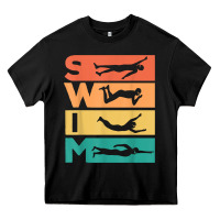 Black retro vintage swimming gift for swimmers t shirt Heavy Core Tee - FloraArt