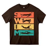 Chocolate Brown retro vintage swimming gift for swimmers t shirt Heavy Core Tee - FloraArt