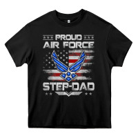 Proud Air Force Step Dad Veteran Vintage Flag Veterans Day T Shirt Heavy Core Tee | Teevron