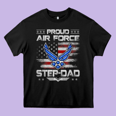 Proud Air Force Step Dad Veteran Vintage Flag Veterans Day T Shirt Heavy Core Tee Designed By Floraart