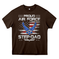 Chocolate Brown proud air force step dad veteran vintage flag veterans day t shirt Heavy Core Tee - FloraArt