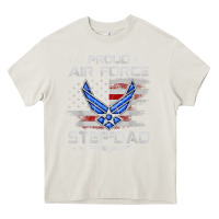 Cream proud air force step dad veteran vintage flag veterans day t shirt Heavy Core Tee - FloraArt