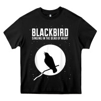Black blackbird singing in the dead of night t shirt Heavy Core Tee - FloraArt