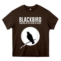 Chocolate Brown blackbird singing in the dead of night t shirt Heavy Core Tee - FloraArt
