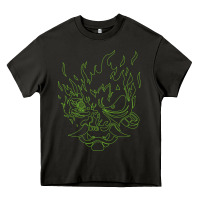 Asphalt Cyberpunk samurai Neon Green Heavy Core Tee - FloraArt