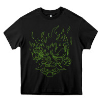 Black Cyberpunk samurai Neon Green Heavy Core Tee - FloraArt