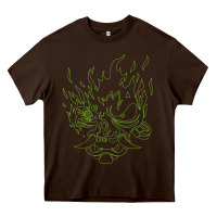 Chocolate Brown Cyberpunk samurai Neon Green Heavy Core Tee - FloraArt