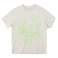 Cream Cyberpunk samurai Neon Green Heavy Core Tee - FloraArt