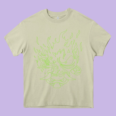Cyberpunk Samurai Neon Green Heavy Core Tee Designed By Floraart