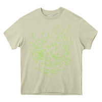 Mossy Cyberpunk samurai Neon Green Heavy Core Tee - FloraArt
