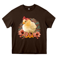 Chocolate Brown Chick With Flowers Feopard Heavy Core Tee - Jasminsmagicworld