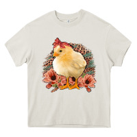 Cream Chick With Flowers Feopard Heavy Core Tee - Jasminsmagicworld