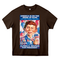 Chocolate Brown alfred e. neuman for president Heavy Core Tee - FloraArt