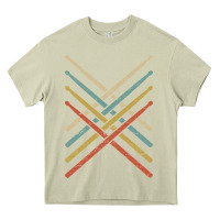 Mossy retro vintage drummer tshirt 70s 80s distressed drum sticks long sleev Heavy Core Tee - FloraArt