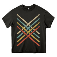 Asphalt retro vintage drummer tshirt 70s 80s distressed drum sticks long sleev Heavy Core Tee - FloraArt