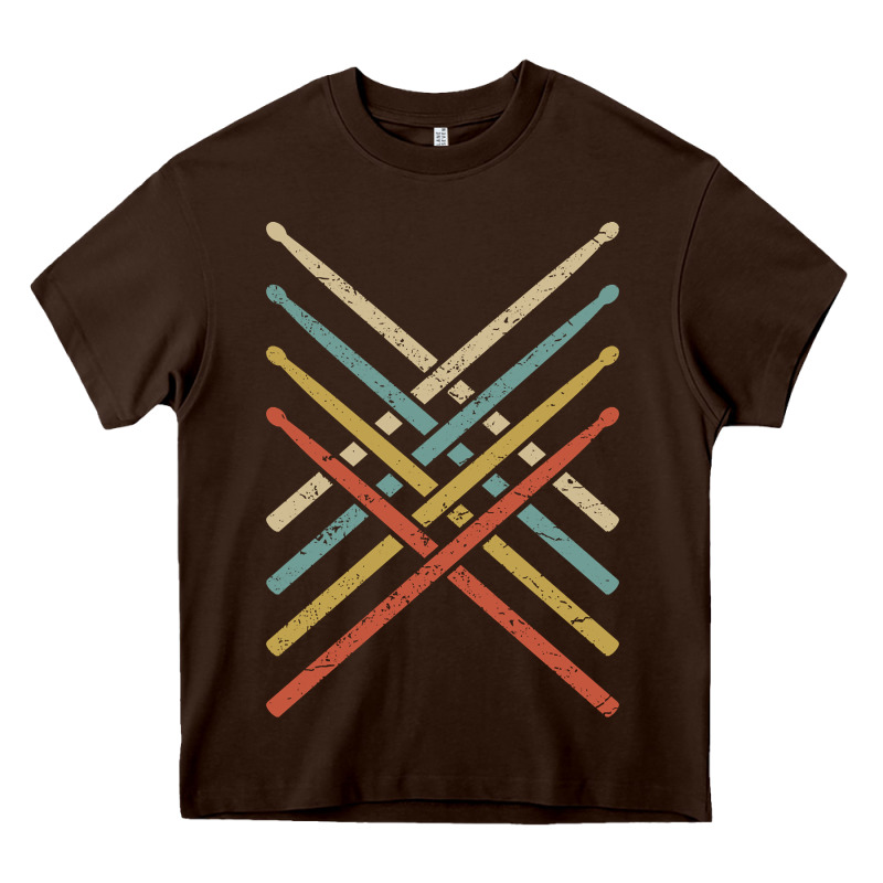 Retro Vintage Drummer Tshirt 70s 80s Distressed Drum Sticks Long Sleev Heavy Core Tee by FloraArt | Teevron