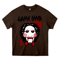 Chocolate Brown Billy Puppet Saw Jigsaw Inspired Heavy Core Tee - FloraArt
