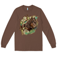 Chestnut missouri horse floral background Long Sleeve Tee - LillyAllenDesigns