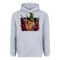 Heather Grey highland cow halloween Heavyweight Hoodie - RanaPortraitStore
