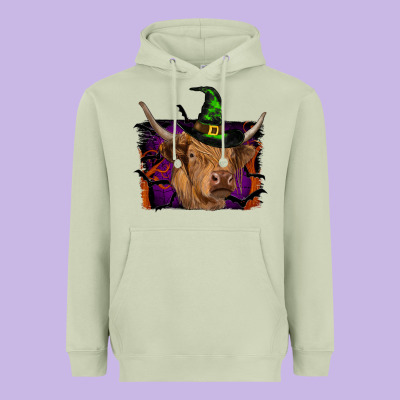Highland Cow Halloween Heavyweight Hoodie Designed By Ranaportraitstore