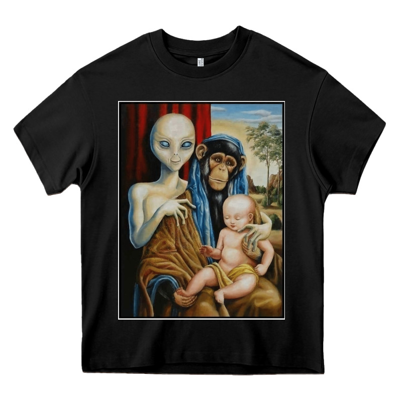 Alien Chimp Baby Religion Conspiracy Poster Heavy Core Tee by FloraArt | Teevron