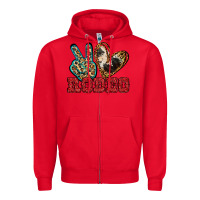 Red Peace Love Rodeo Zipper Hoodie - Jasminsmagicworld