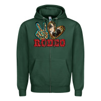 Sports Green Peace Love Rodeo Zipper Hoodie - Jasminsmagicworld