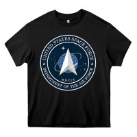 Black Official United States Space Force USSF Military Patch Heavy Core Tee - FloraArt