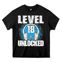 Black Level 18 Unlocked Birthday 18 Years Gamer Premium T Shirt Heavy Core Tee - FloraArt