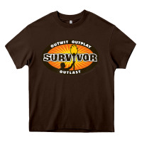 Chocolate Brown Survivor Outwit, Outplay, Outlast Heavy Core Tee - FloraArt