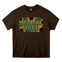 Chocolate Brown Sunflower Serappe Turquoise Gemstone Mama Tried Heavy Core Tee - Jasminsmagicworld