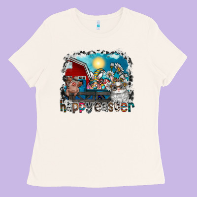 Happy Easter Ladies Tee Designed By Cowhidedigitalart