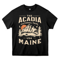 Black acadia national park maine nature hike outdoors vintage t shirt Heavy Core Tee - ArtMosaic