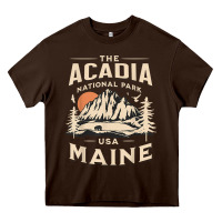Chocolate Brown acadia national park maine nature hike outdoors vintage t shirt Heavy Core Tee - ArtMosaic