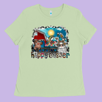 Happy Easter Ladies Tee Designed By Cowhidedigitalart