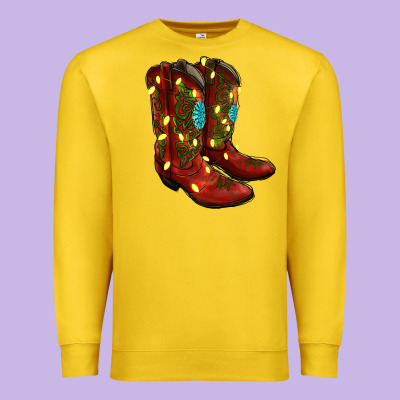 Cowboy Boots Christmas Premium Sweatshirt Designed By Ranaportraitstore
