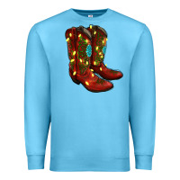 Ocean Blue cowboy boots christmas Premium Sweatshirt - RanaPortraitStore
