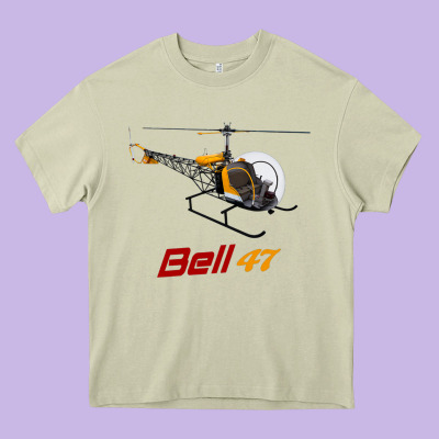 Bell 47 Helicopter Heavy Core Tee Designed By Artmosaic