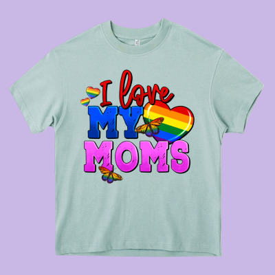 I Love My Moms Heavy Core Tee Designed By Fadigitalartstudio