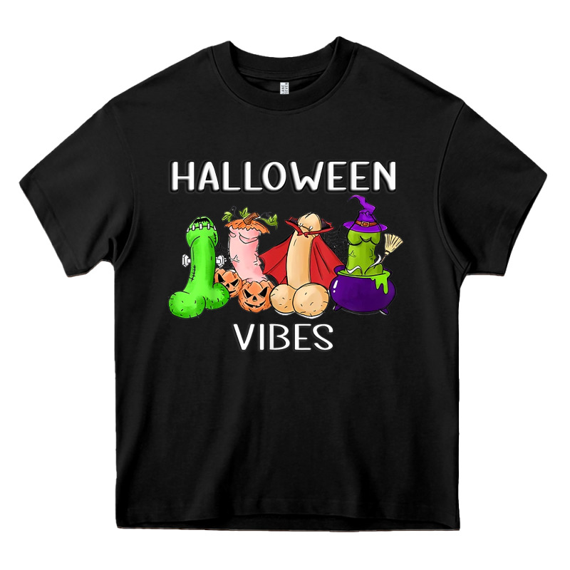 Halloween Vibes Dick Tie Dye Hippie Retro Lazy Costume Heavy Core Tee by ArtMosaic | Teevron