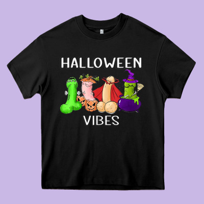 Halloween Vibes Dick Tie Dye Hippie Retro Lazy Costume Heavy Core Tee Designed By Artmosaic